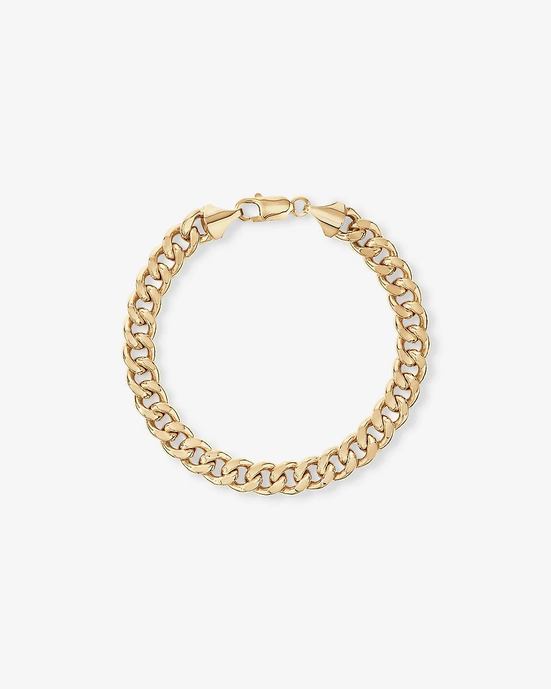 23cm (9") 9mm Semi-Solid Diamond Cut Curb Bracelet in 10kt Yellow Gold