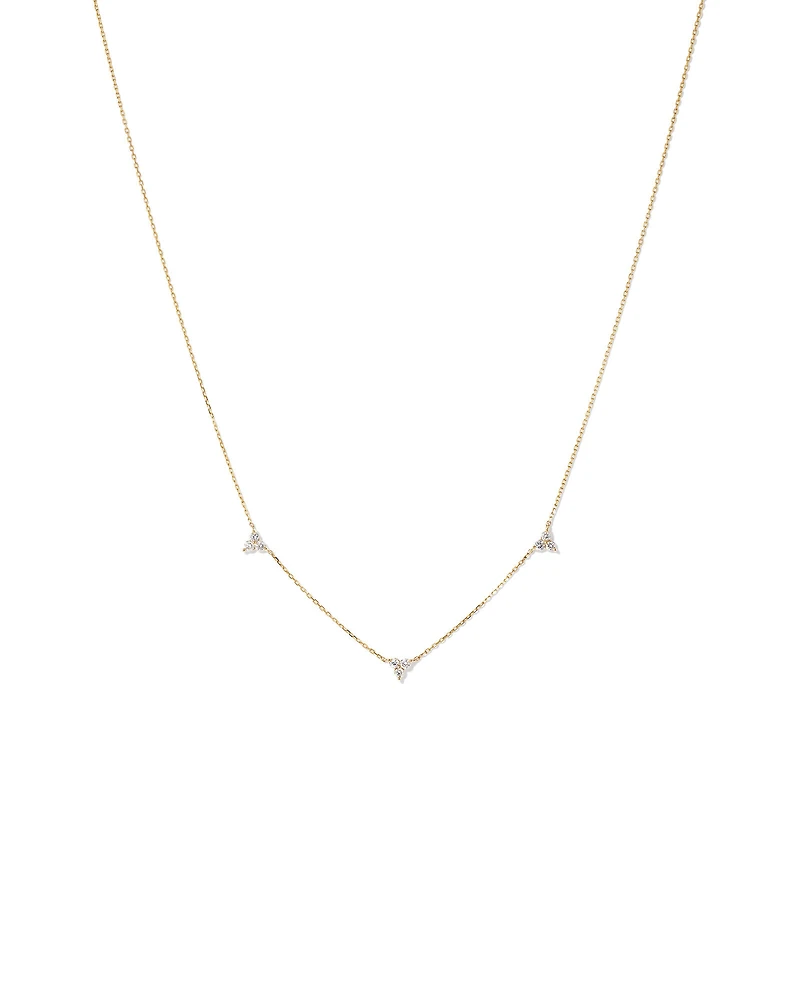 Station Necklace With 0.25 Carat TW Diamonds in 10kt Yellow Gold