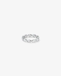Pear Shaped Cubic Zirconia Bezel Set Eternity Ring in Sterling Silver