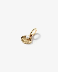 Cultured Freshwater Pearl Clam Shell Pendant in 10kt Yellow Gold
