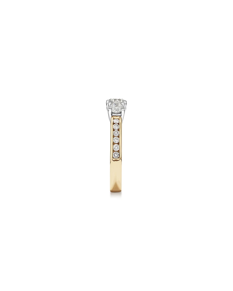 1.50 Carat TW Three Stone Round Brilliant Diamond Engagement Ring in 14kt Yellow and White Gold
