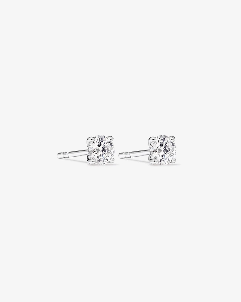 Certified 0.50 Carat TW Diamond Solitaire Stud Earrings in 18kt White Gold
