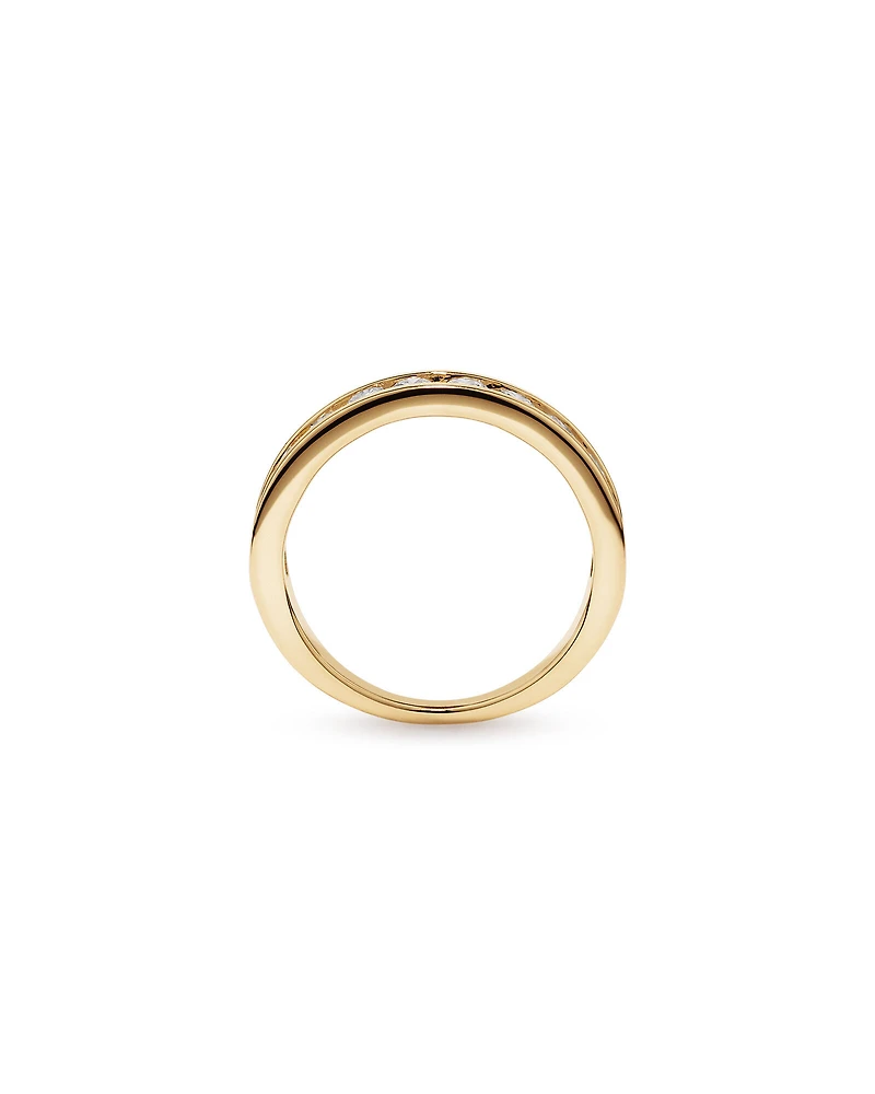 Bague De Mariage En Diamant De Laboratoire Rond Brillant De 1,00 Carat Poids Total Sertie En Canal En Or Jaune 14 Carats
