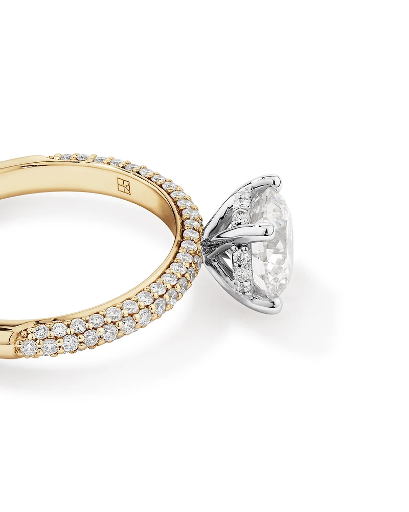 1.95 Carat TW Round Brilliant Laboratory-Grown Diamond Solitaire Side Accent Engagement Ring in 14kt White Gold