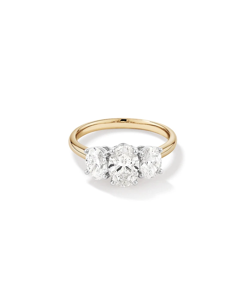 2 Carat Three Stone Oval Laboratory-Grown Diamond Engagement Ring In 14kt White Gold