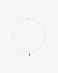Pear Cut Created Sapphire Pendant and Stud Earring Set in Sterling Silver