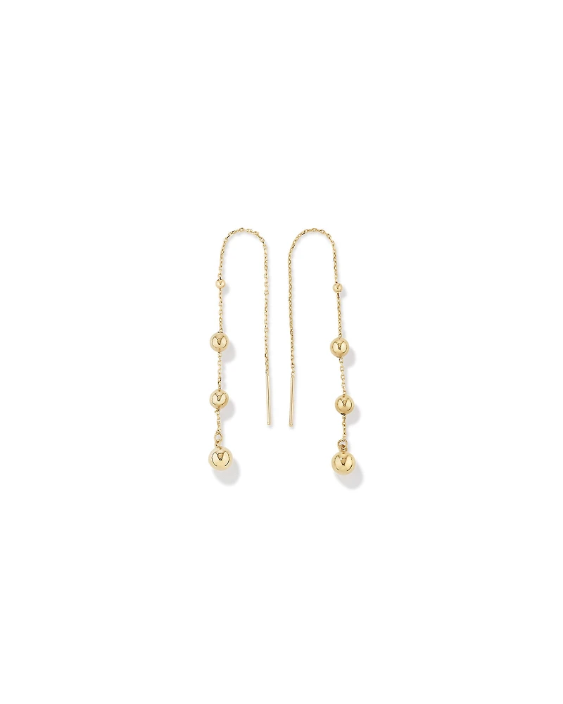 Boucles d'oreilles à fil perlé en or jaune 10 K