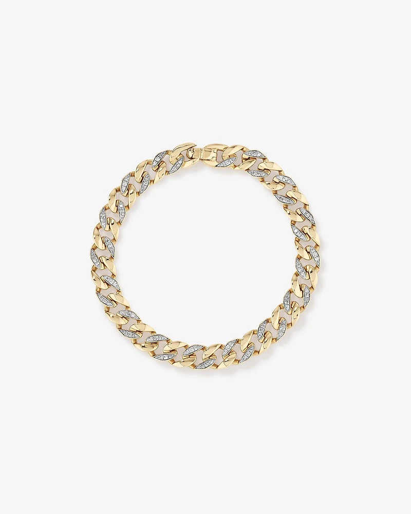 21cm (8.5") Cuban Link Bracelet with 1.00 Carat TW of Diamonds in 10kt Yellow Gold