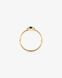3 Stone Ring with Sapphire & Diamonds in 10kt Yellow Gold