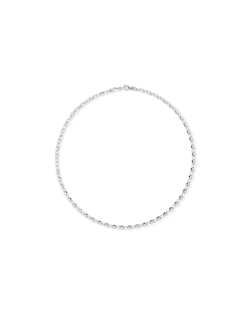50cm (20") 4.6mm Width Oval Belcher Chain Necklace in Sterling Silver