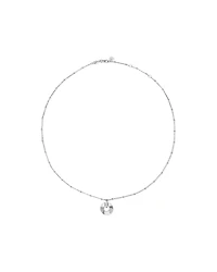 Sunray Open Circle Pendant Station Necklace in Sterling Silver