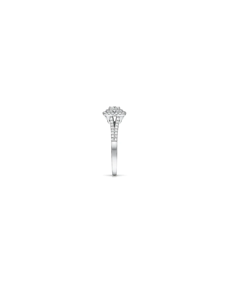 0.30 Carat TW Cushion Cluster Halo Diamond Ring in 10kt White Gold