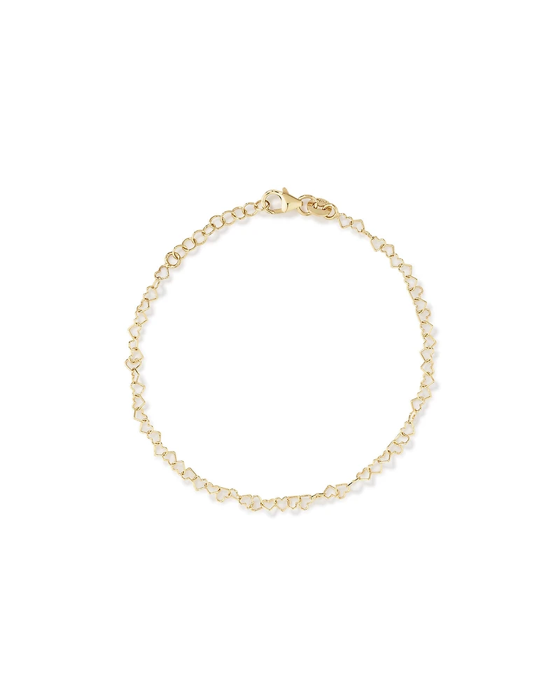 Heart Link Fancy Chain Bracelet in 10kt Yellow Gold