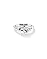 1.73 Carat TW Oval Cut Laboratory-Grown Diamond Marquise Cut Side Stone Engagement Ring in 14kt White Gold