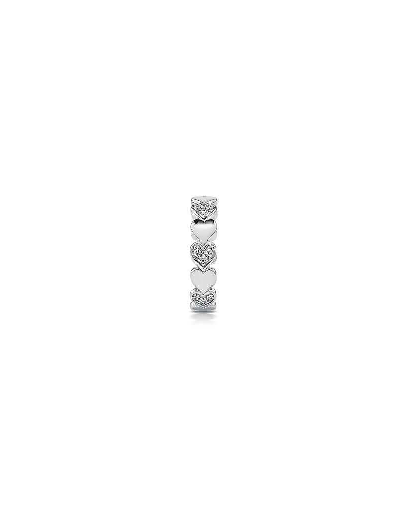 Cubic Zirconia Alternating Heart Ring Sterling Silver