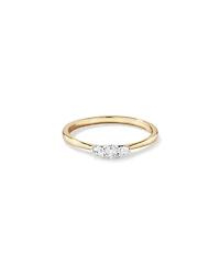 0.15 Carat TW Three Stone Round Brilliant and Oval Cut Diamond Promise Ring in 10kt Yellow and White Gold