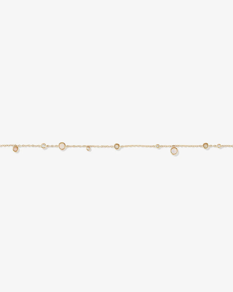 Station Bracelet with Opal & Diamonds in 10kt Yellow Gold
