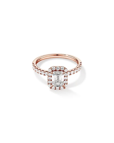 1.78 Carat TW Emerald Cut Laboratory-Grown Diamond Halo Engagement Ring in 14kt White Gold