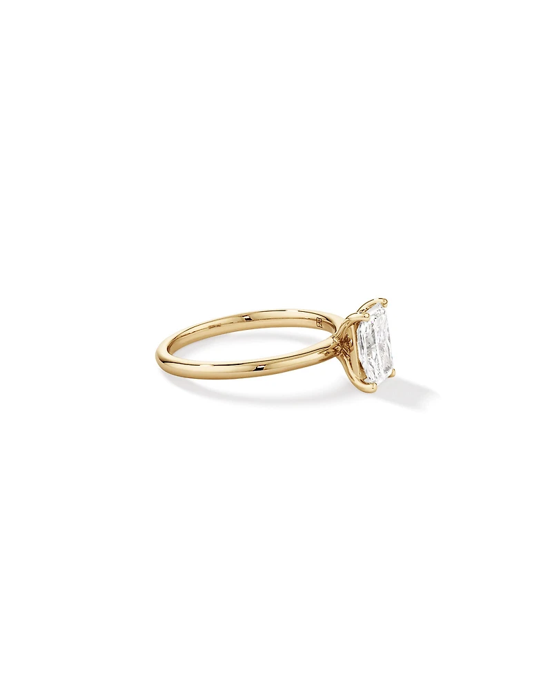 Bague De Fiançailles Solitaire En Diamant De Laboratoire Taille Radiante De 1,25 Carat Poids Total En Or Blanc 14 Carats