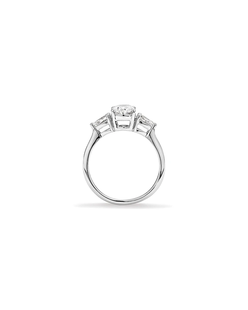 1.65 Carat TW Three Stone Oval and Pear Shaped Laboratory-Grown Diamond Engagement Ring in 14kt White Gold