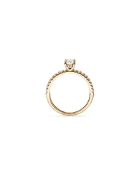 Bague de Fiançailles avec Accent Latéral en Diamant Ovale 0,73 Carat TW et Rond Brillant en Or Jaune 14 kt
