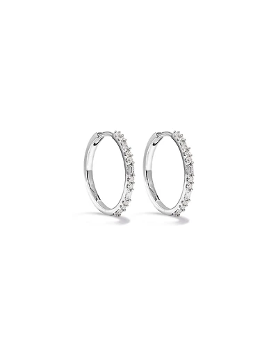 0.25 Carat TW Diamond Dot Dash Hoop Earrings in 10kt White Gold