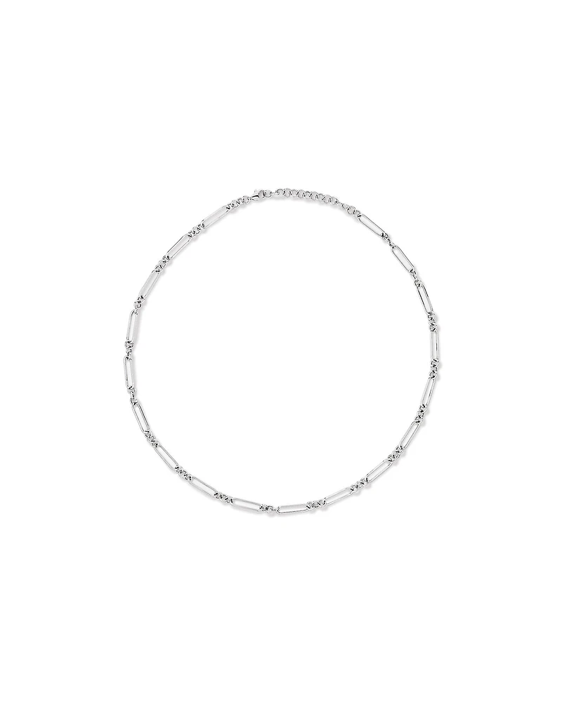 50cm (20") 3.5mm Width Paperclip 3 and 1 Alternating Chain Necklace in Sterling Silver