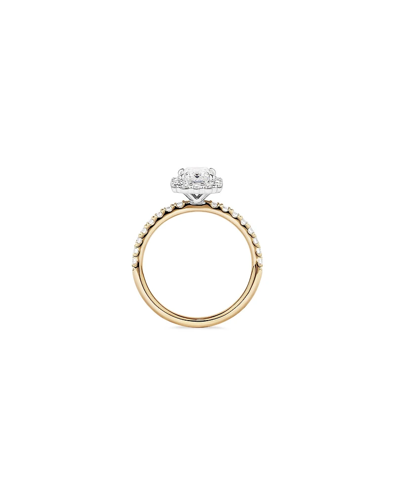 1.78 Carat TW Emerald Cut Laboratory-Grown Diamond Halo Engagement Ring in 14kt White Gold