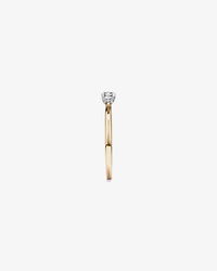 Bague de Fiançailles Solitaire en Diamant Rond Brillant 0,22 Carat TW avec Halo Caché en Or Jaune et Blanc 14 kt