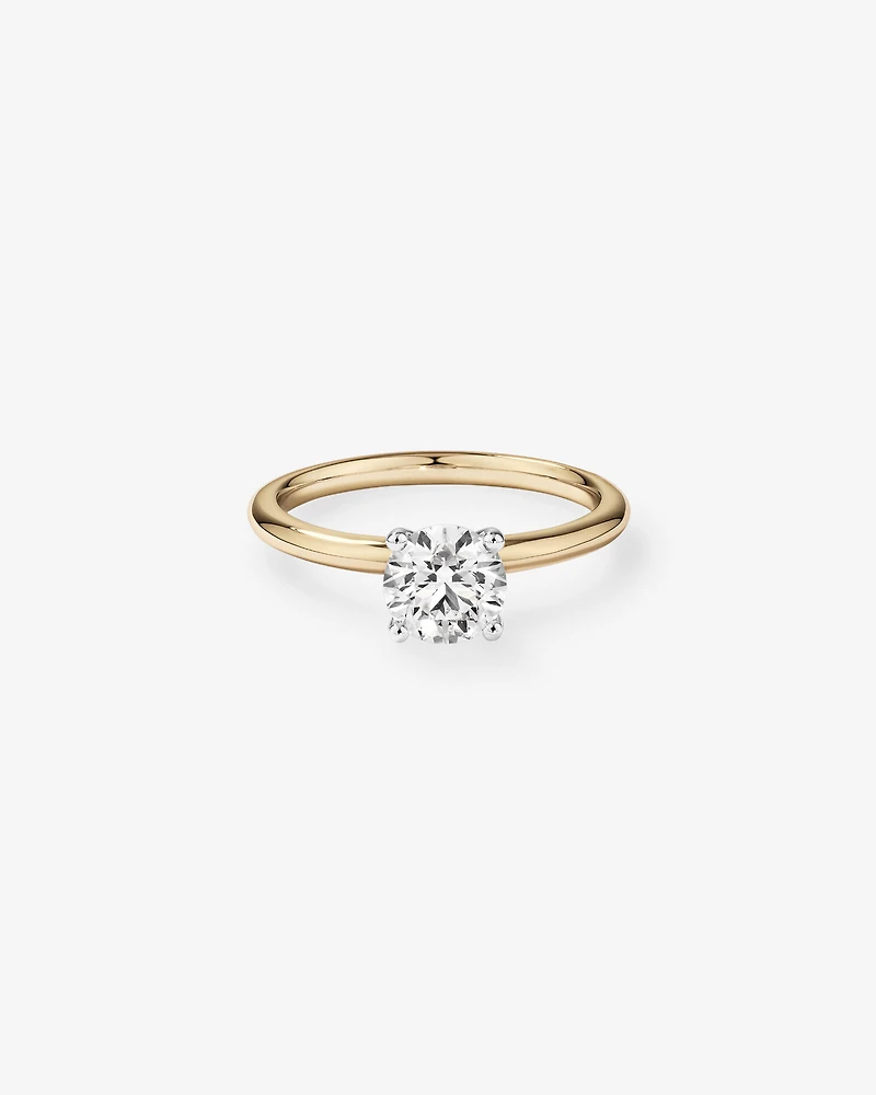 Bague De Fiançailles Solitaire En Diamant De Laboratoire Rond Brillant De 1 Carat Poids Total En Or Blanc 14 Carats