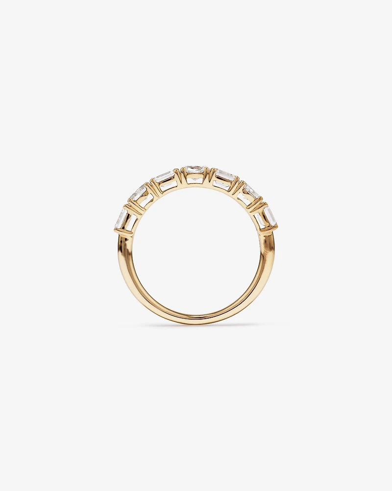1.05 Carat TW Prong Set Emerald and Oval Cut Lab-Grown Diamond Wedding Band in 14kt Yellow Gold