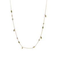Necklace with Green Tourmaline & 0.14 Carat TW of Diamonds in 10kt Yellow Gold