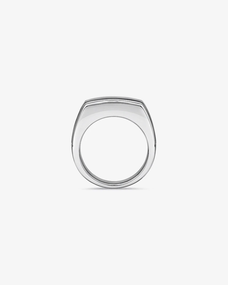 Men's Black Onyx Gemstone Rectangle Signet Ring in Sterling Silver