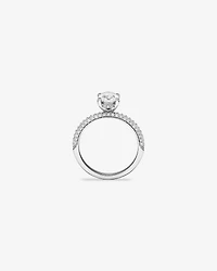 1.95 Carat TW Oval Cut Laboratory-Grown Diamond Solitaire Side Accent Engagement Ring in 14kt White Gold