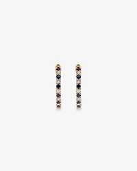 0.22 Carat TW Diamond and Created Sapphire Huggie Hoop Earrings in 10kt Yellow Gold