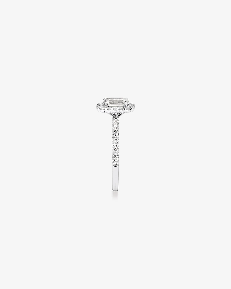 1.78 Carat TW Emerald Cut Laboratory-Grown Diamond Halo Engagement Ring in 14kt White Gold