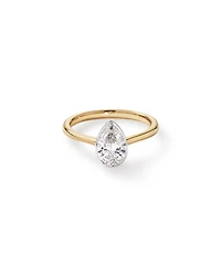 1.25 Carat TW Pear Cut Laboratory-Grown Diamond Solitaire Bezel Set Engagement Ring in 14kt Yellow Gold