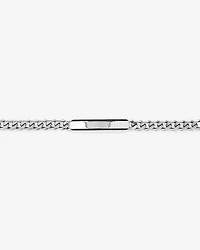Men's Silver 21CM Curb ID Bracelet with 0.33 Carat TW of Black Diamonds