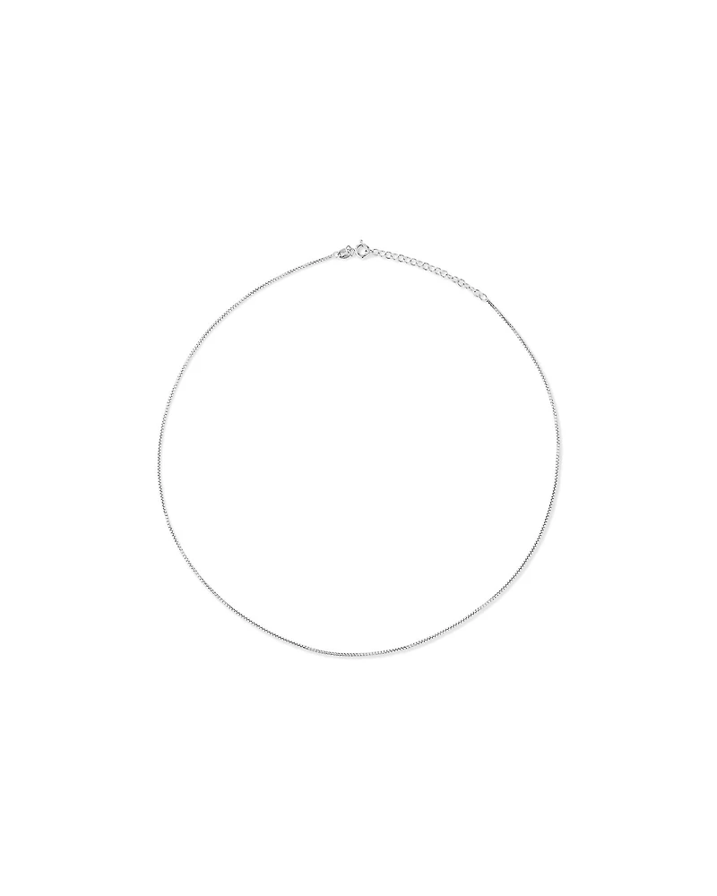 50cm (20") 1.25mm Width Round Box Chain Necklace in Sterling Silver