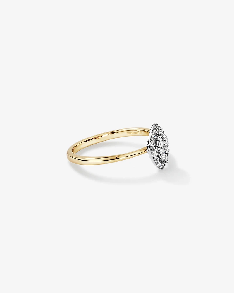 0.15 Carat TW Marquise Cluster Diamond Promise Ring in 10kt Yellow and White Gold