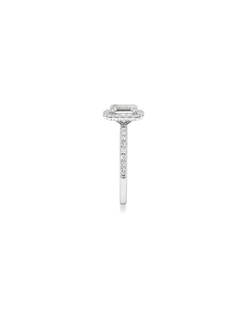 1.78 Carat TW Emerald Cut Laboratory-Grown Diamond Halo Engagement Ring in 14kt White Gold