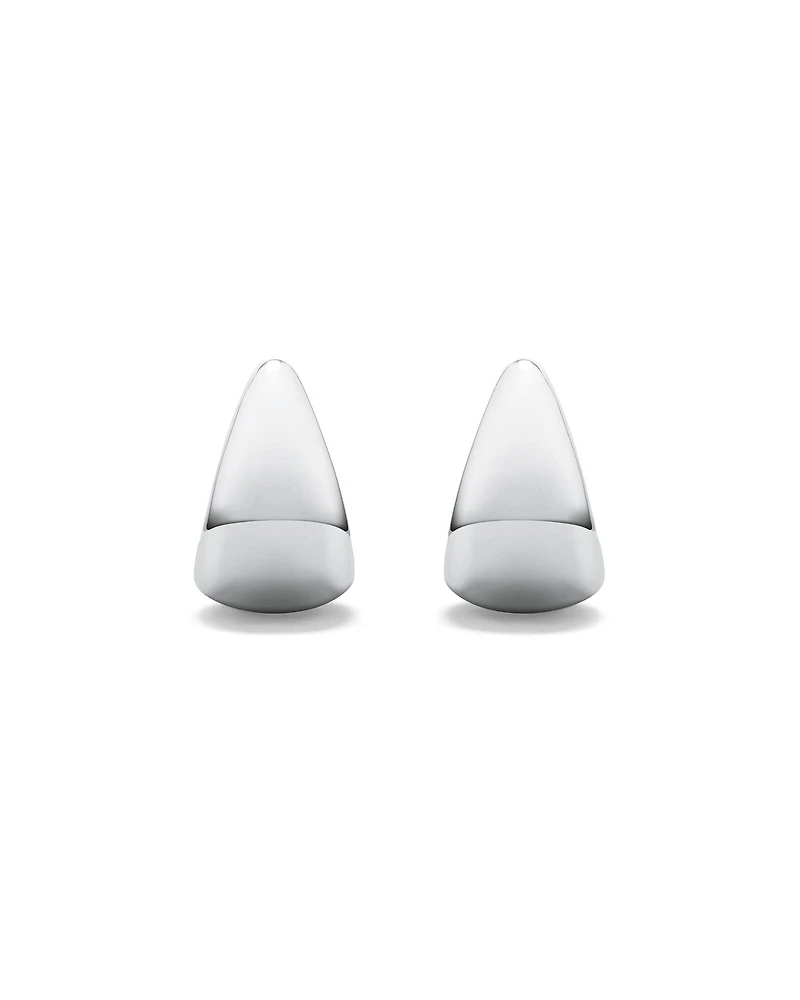 Polished Half Hoop Stud Earrings in Sterling Silver