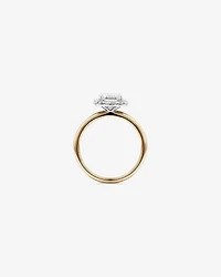 Carat TW Emerald Cut Laboratory-Grown Diamond Halo Engagement Ring in 14kt Yellow and White Gold