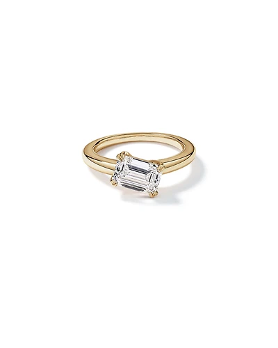 2.00 Carat TW Emerald Cut Laboratory-Grown Diamond Offset East West Engagement Ring in 14kt Yellow Gold