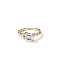 2.00 Carat TW Emerald Cut Laboratory-Grown Diamond Offset East West Engagement Ring in 14kt Yellow Gold