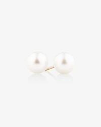Stud Earrings with 7mm Round Cultured Freshwater Pearls in 10kt Yellow Gold