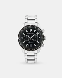 Men's Chronograph Stainless Steel Watch with Black Dial