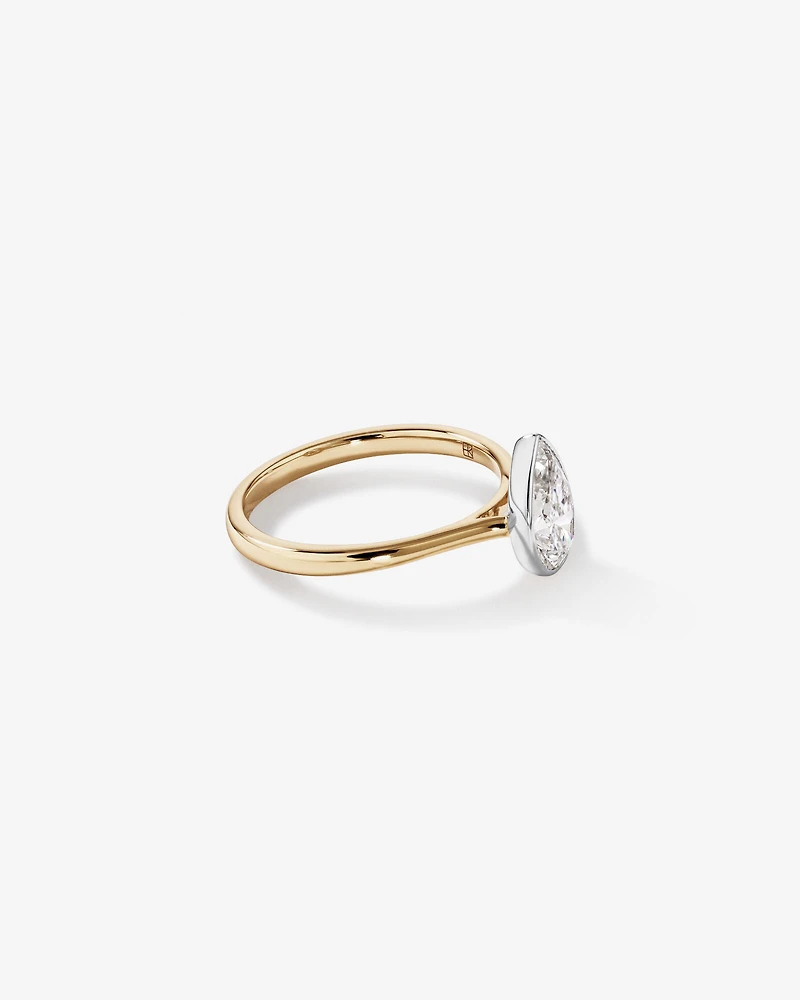1.25 Carat TW Pear Cut Laboratory-Grown Diamond Solitaire Bezel Set Engagement Ring in 14kt Yellow Gold