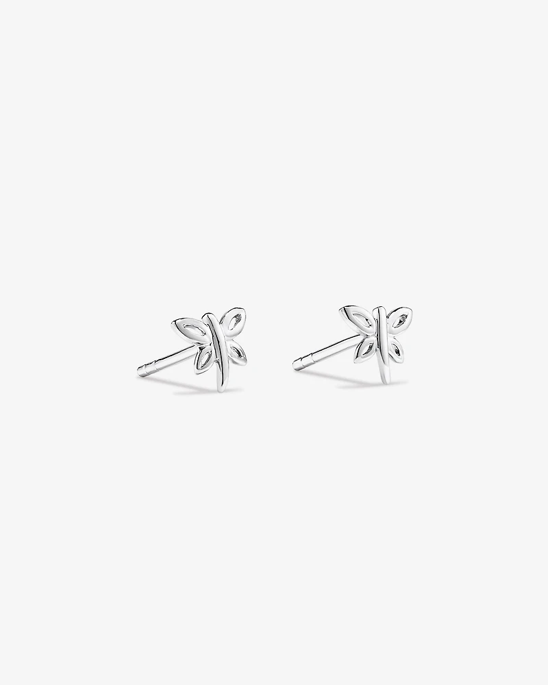 Boucles D'Oreilles Puces Libellule Aux Ailes Ouvertes En Argent Sterling