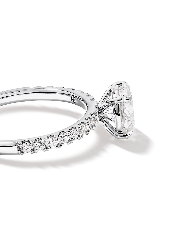 1.81 Carat TW Round Brilliant Lab-Grown Diamond Side Accent Engagement Ring in 14kt White Gold